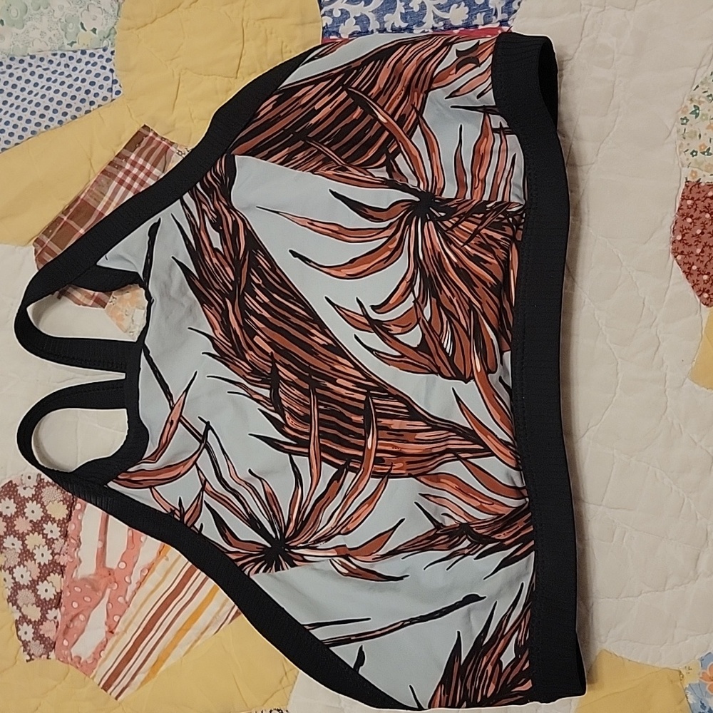 Hurley Women's Bikini Top - Black and Brown Floral